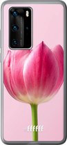 Huawei P40 Pro Hoesje Transparant TPU Case - Pink Tulip #ffffff