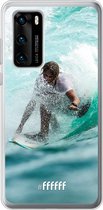 Huawei P40 Hoesje Transparant TPU Case - Boy Surfing #ffffff