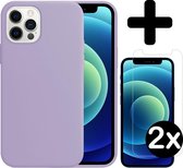 Hoes voor iPhone 12 Pro Hoesje Siliconen Case Met 2x Screenprotector Tempered Glass - Hoes voor iPhone 12 Pro Case Siliconen Hoesje Cover - Hoes voor iPhone 12 Pro Hoes Hoesje - Pa