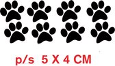 Auto / raam sticker   8 hondenpootjes p/s afmeting 5x4 cm