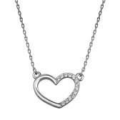 Joy|S - Zilveren puro amore ketting met hartje (15 mm) - zirkonia - gehodineerd