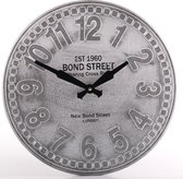 HAES deco - Retro Metalen Klok - Bondstreet - Vintage-Decoratie - 40 x 40 x 2,5 cm - WD465