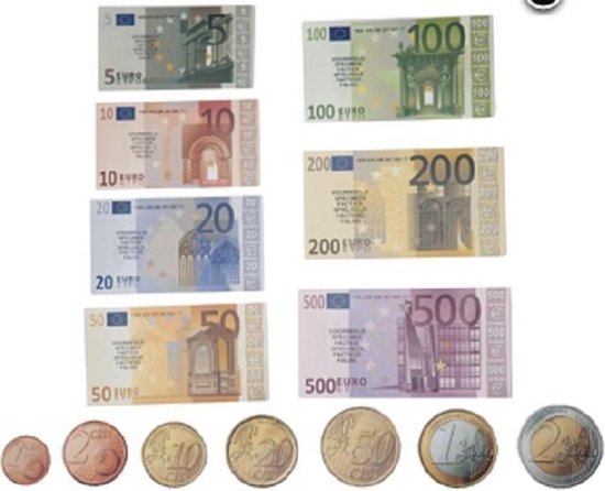 2x Jeux d'argent fictif euro avec pince à billets pour enfants - Jouets -  Argent
