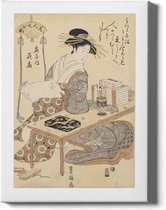 Walljar - Utagawa Kuniyoshi - Courtisane Ogiya - Muurdecoratie - Canvas schilderij