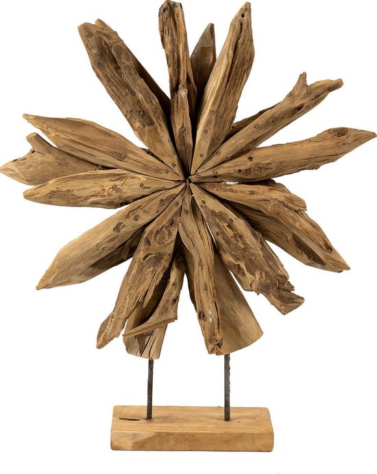 Nuttig daarna mouw Teakhouten decoratie op voet - bloem - houten woondecoratie - hout/bruin -  50 x 15 x 60 cm | bol.com