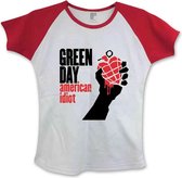 Green Day Dames Tshirt -M- American Idiot Wit/Rood