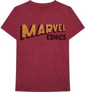Marvel - Warped Logo Heren T-shirt - S - Rood