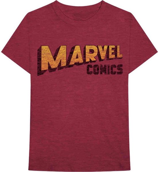 Marvel - Warped Logo Heren T-shirt - S - Rood