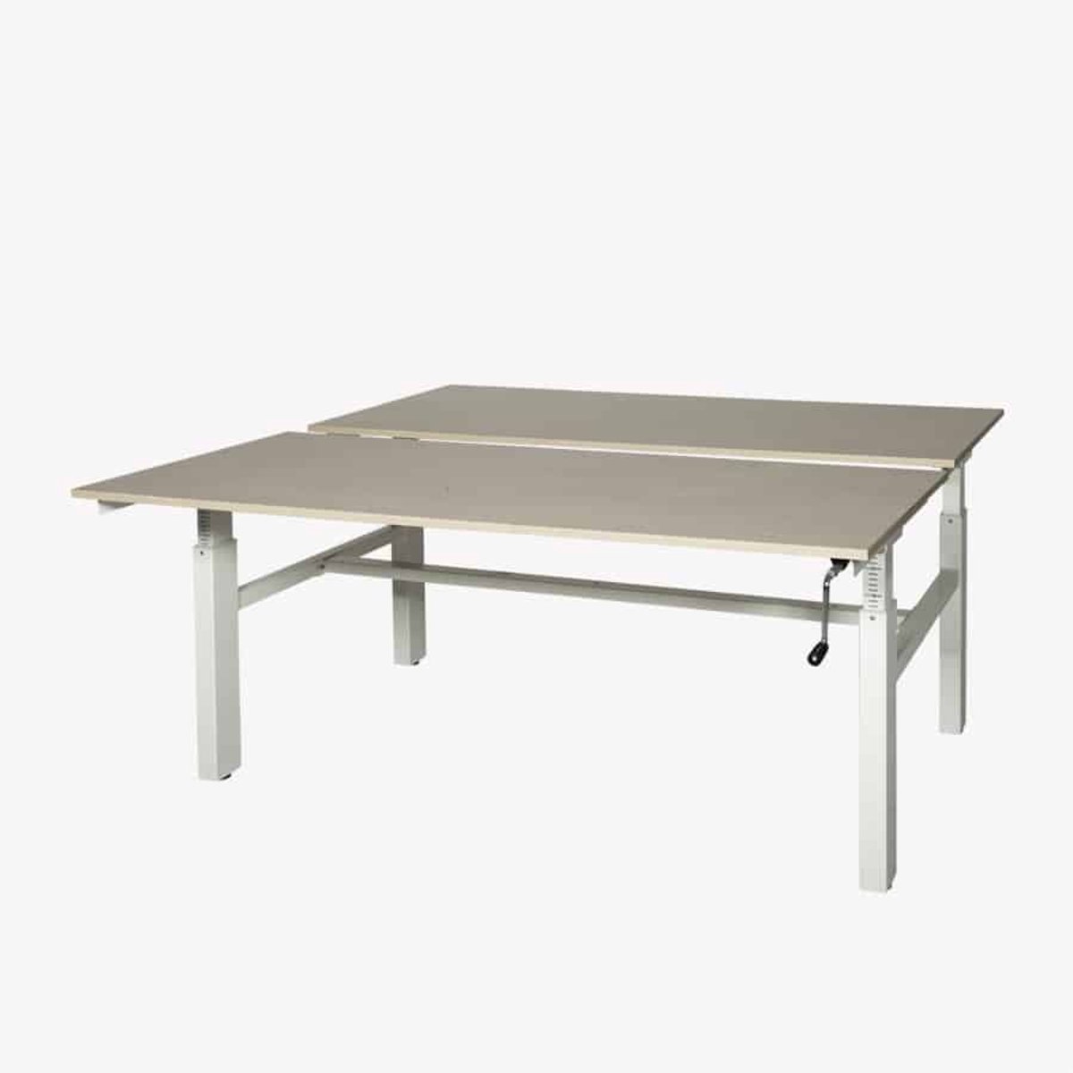 Schaffenburg Romeo Duo werkplek, zit/zit hoogte verstelbaar dmv slinger (62-85cm) voorzien van 160x80/80cm havana/ kersen licht 25mm melamine bladen en zwart H-poot frame Zwart (RAL9005)/Havanna