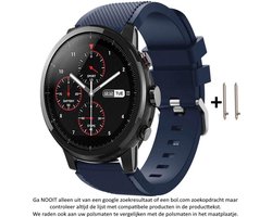 Nacht Blauw Siliconen Bandje voor - zie compatibele modellen 22mm Smartwatches van Samsung, LG, Asus, Pebble, Huawei, Cookoo, Vostok en Vector – 22 mm rubber smartwatch strap - Gear S3 - LG Watch - Donkerblauw - Copy