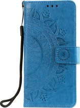 Shop4 - Samsung Galaxy A21s Hoesje - Wallet Case Mandala Patroon Blauw