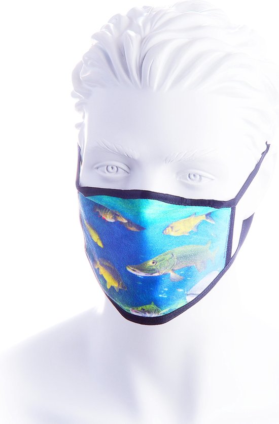 Masque facial de Luxe Pêche' eau douce lavable bon respirant confortable beau masque de bouche de poisson train pêcheur