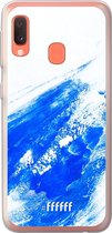 Samsung Galaxy A20e Hoesje Transparant TPU Case - Blue Brush Stroke #ffffff