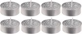 24x Zilveren glitter waxinelichtjes/theelichtjes 3,7 cm - Zilveren kersttafel kaarsen