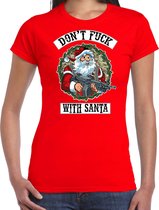 Fout Kerst shirt / Kerst t-shirt Dont fuck with Santa rood voor dames - Kerstkleding / Christmas outfit XL
