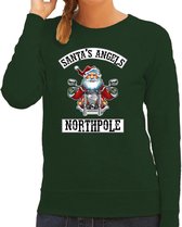 Foute Kerstsweater / Kersttrui Santas angels Northpole groen voor dames - Kerstkleding / Christmas outfit XS