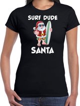 Surf dude Santa fun Kerst shirt / outfit zwart voor dames - Kerstkleding / Christmas outfit S