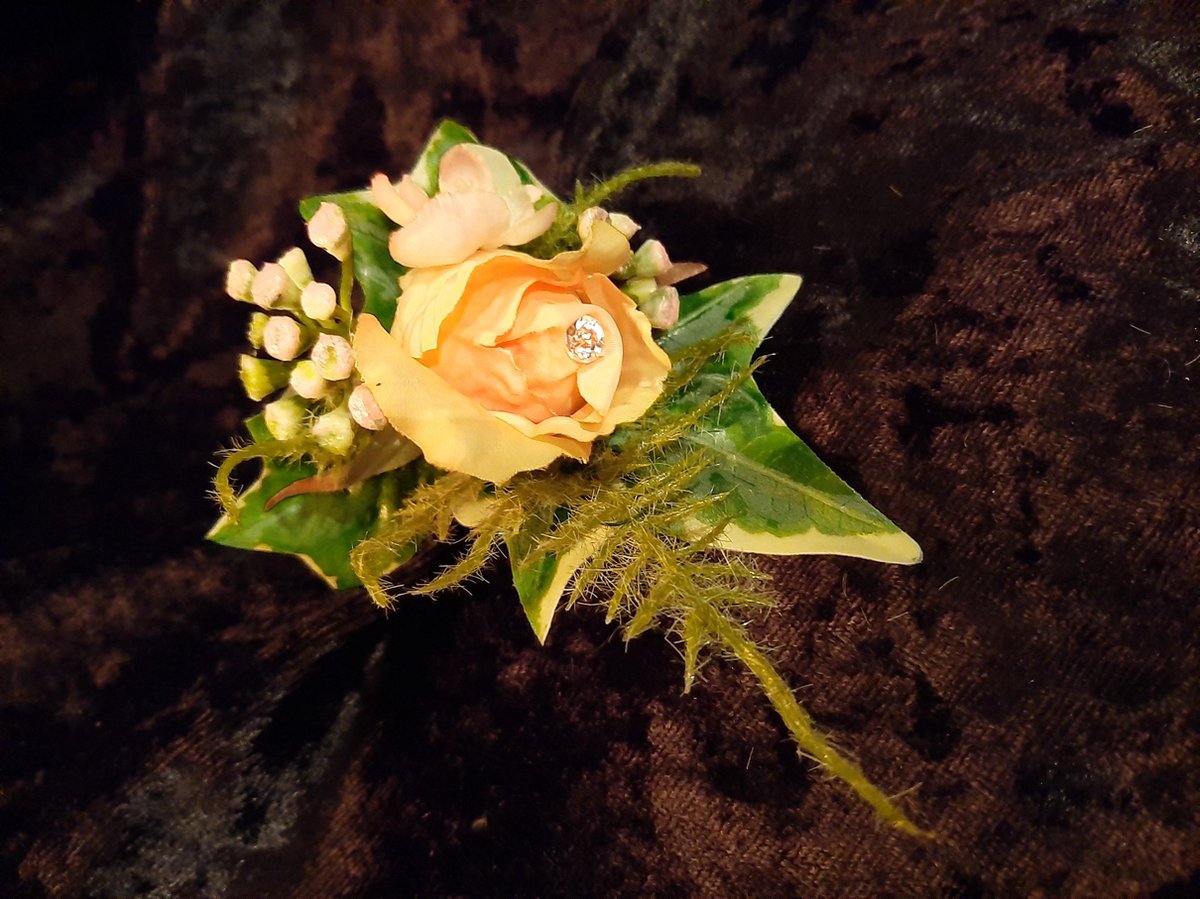 Corsage bruiloft zalm/roze set van 2