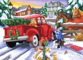 Diamond Painting Pakket - Serie Kerstmis - Auto met Kerstboom - 50x40 cm - Complete Set - Volledige Bedekking - Ronde Steentjes