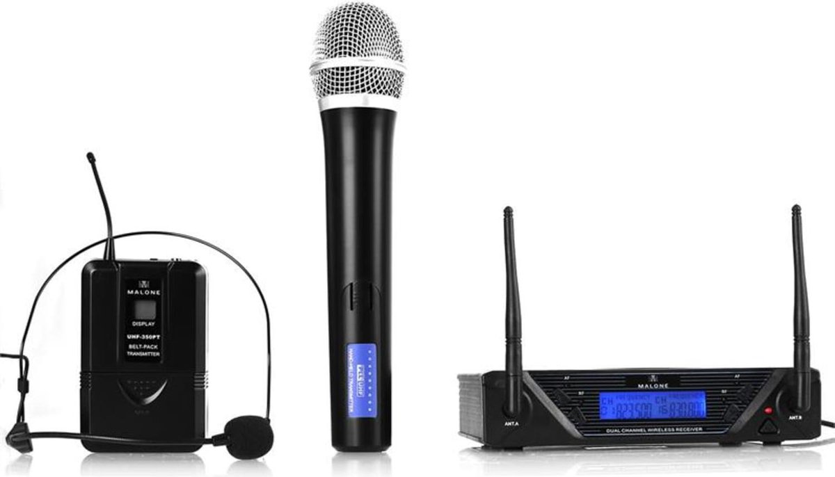 UHF-450 Duo 2 Kanalen UHF-draadloze microfoon-set