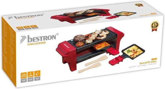 Bestron Gourmetset - AGR102 - 350W - Bakplaat 2 personen - Incl. 2 pannen, spatels - Rood - 5 jaar garantie — afbeelding 4
