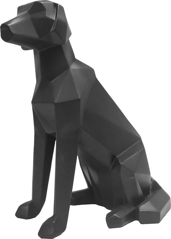 Present Time Ornament Origami Dog - Sitting Mat Zwart - 23,3x12,8x25,4cm - Scandinavisch