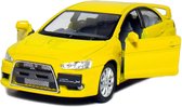 2008 Mitsubishi Lancer Evolution X (Geel) - Kinsmart 1:36 - Modelauto - Schaalmodel - Model auto  - Miniatuurauto - Miniatuur autos