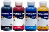 Dye refill inkt geschikt voor Canon van Inktec® Set van 4 x 100 ml Zwart, Cyaan, Magenta en Geel. Kan universeel worden gebruikt