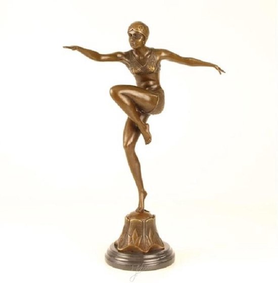 Bronzen Beeld Con Brio - Bronzen beeldje - Dansende vrouw - 45,2 cm hoog