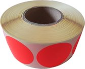 Blanco etiketten op rol - 25 mm rond - rood radiant