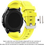 Geel Siliconen Bandje voor 22mm Smartwatches - zie compatibele modellen van Samsung, LG, Asus, Pebble, Huawei, Cookoo, Vostok en Vector – 22 mm rubber smartwatch strap - siliconen