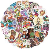 Sticker mix Happy Hippie Sixties - 50 stickers voor laptop, muur, agenda, auto etc.