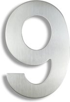 Huisnummer Zilver RVS nr. 9 - 15 cm hoog - Modern RVS Huisnummer - Roestvrij Staal
