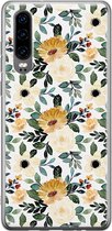 Huawei P30 hoesje - Lovely flowers - Soft Case Telefoonhoesje - Bloemen - Geel