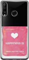 Huawei P30 Lite hoesje - Nagellak - Soft Case Telefoonhoesje - Print / Illustratie - Roze