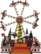 Luville Kerstdorp Miniatuur Kermisattractie met Vliegtuigjes -  L27,5 x B23,5 x H35,5 cm