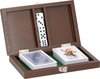 Afbeelding van het spelletje Cadeauverpakking speelkaarten set met 5 dobbelstenen - Kaartspellen in houten kistje