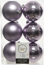 18x Boules de Noël en plastique violet Lilas 8 cm - Mat / brillant - Boules de Noël en plastique incassables - Décorations pour Décorations pour sapins de Noël lilas violet