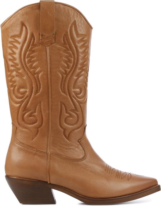 VIA VAI Vrouwen Leren Cowboy Laarzen / Western Boots 5322093 led - Cognac -  Maat 36 | bol.com
