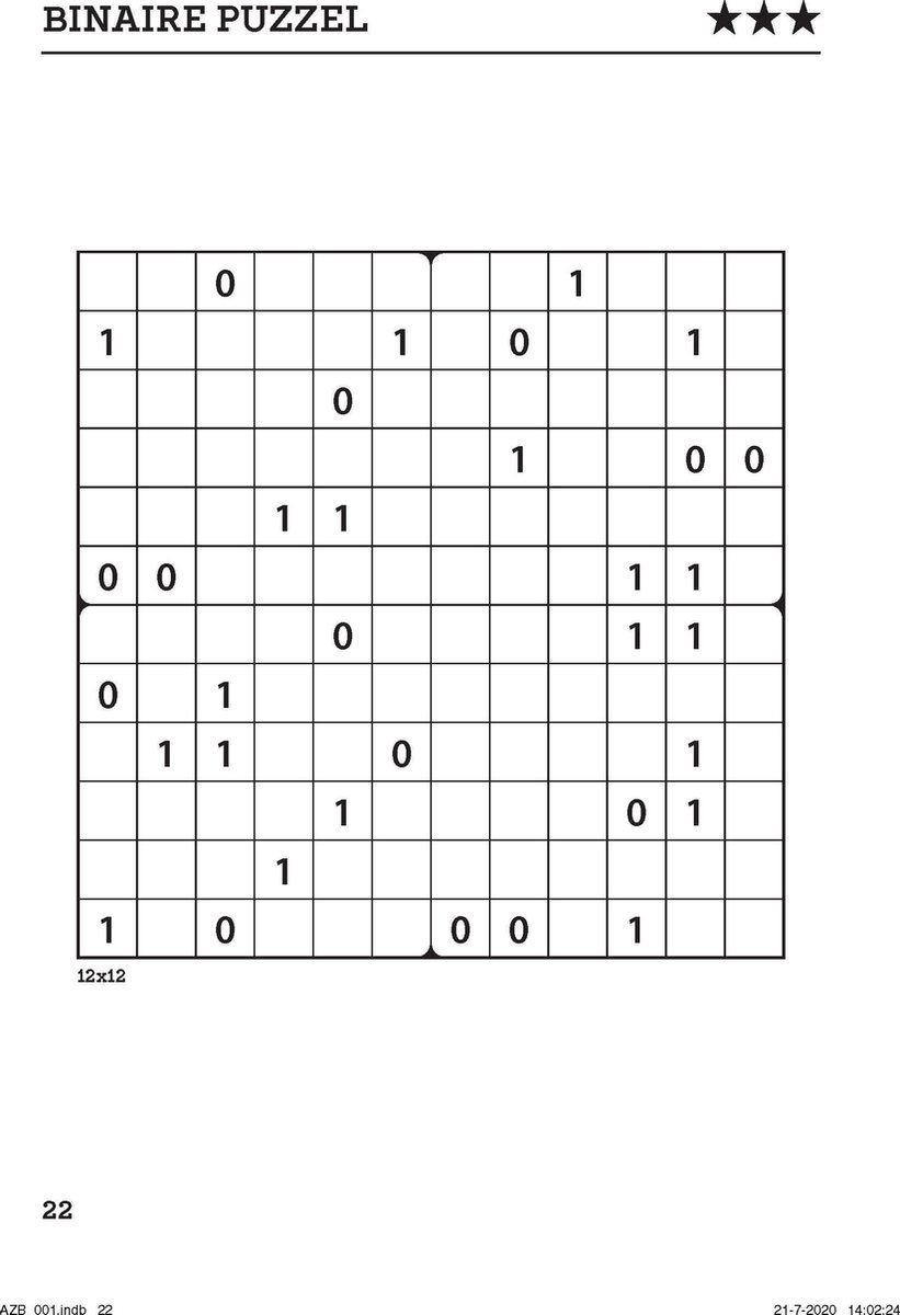 Denksport Binaire puzzels - puzzelboek | bol.com