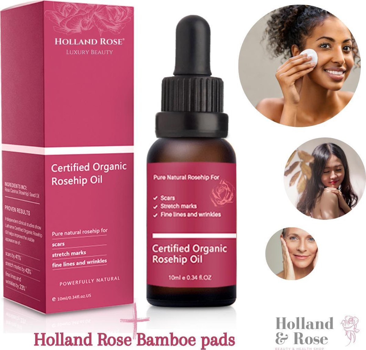 Holland Rose® Luxury Beauty - Rosehip Olie - Rozenbottelolie - Anti-rimple Gezichtsolie - Puur - Biologisch - Antioxidanten - Vitamine E
