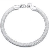 Zilver Kleurige Flat Link Armband - Platte Slangen Schakels - Super Soepel - 6mm - Armband Mannen - Armband Dames - Armband Heren - Valentijnsdag voor Mannen - Valentijn Cadeautje