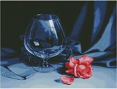 Diamond painting 68x52 cm - Wijnglas roos