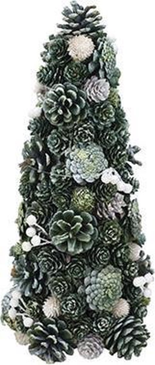 Cosy @ Home Kegel Glitter Pin Cone Groen - 20x20x(H)38cm