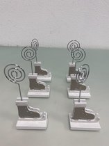 Decoratieve kaarthouders: van hout en metaal - set van 6 stuks (SCHAATS)
