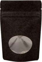 Stazakken Kraft Zwart met ovaal Venster 10,2x6x15,2cm | 57 gram (100 stuks)