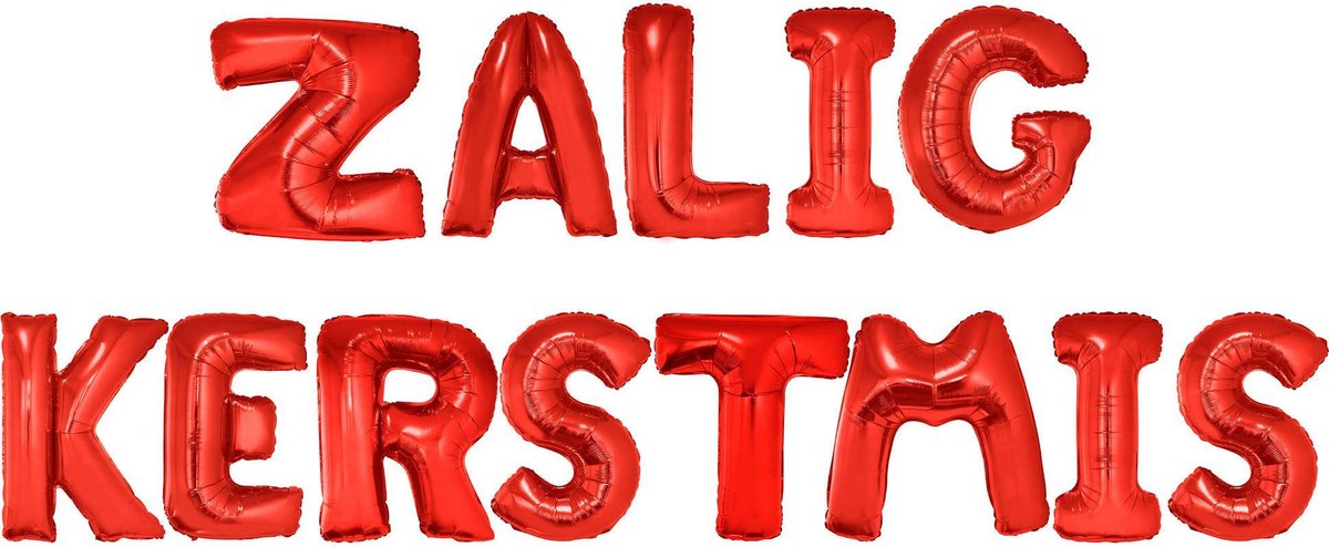 Folie ballonset rood met letters ZALIG KERTMIS 41 cm