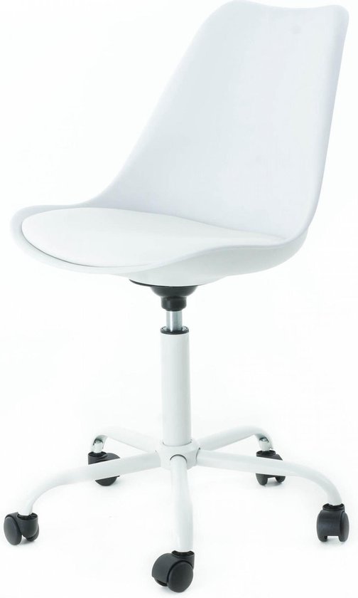 Panda Sortie oneerlijk Aylin - Bureaustoel met wielen Wit - stoel wieltjes - bureaustoel wieltjes  -... | bol.com