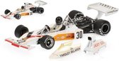 The 1:43 Diecast Modelcar of the McLaren Ford M23 Yardley #30 of the German GP 1973. The driver was Jacky Ickx. This scalemodel is limited by 1386pcs.The manufacturer is Minichamps.This model is only online available