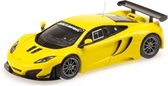 The 1:43 Diecast Modelcar of the McLaren MP4-12C GT3 of 2012 in Yellow. This scalemodel is limited by 250pcs.The manufacturer is Minichamps.This model is only online available